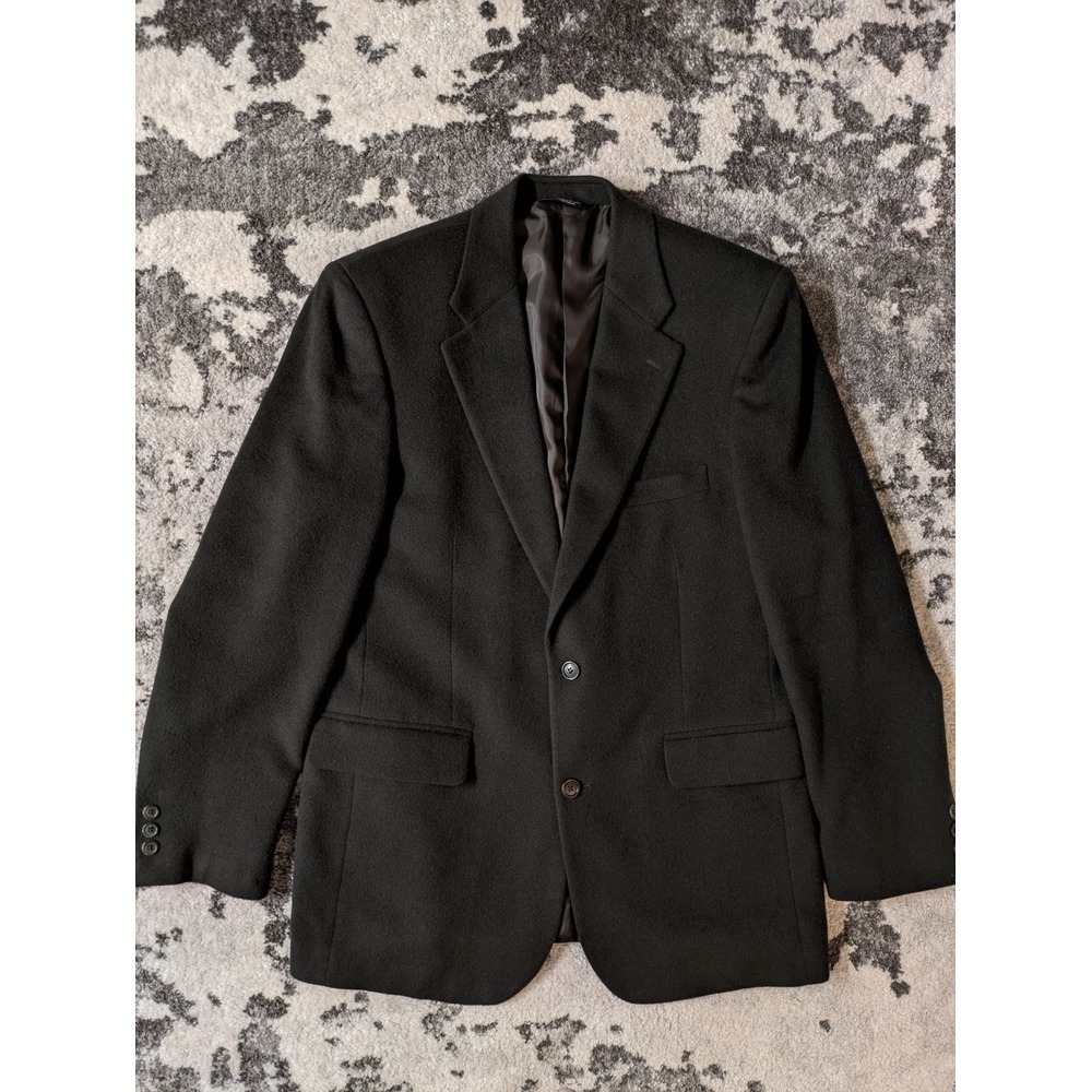 Brooks 346 Mens Jacket 42L Black Camel Hair 2 Button Blazer Sport Coat - Picture 2 of 12